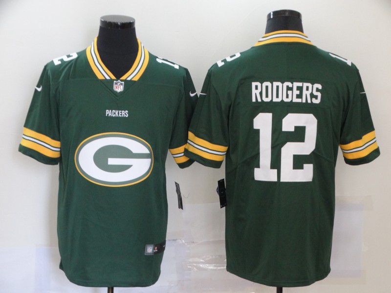 Men Green Bay Packers #12 Rodgers Green Nike Team logo fashion NFL Jersey->green bay packers->NFL Jersey
